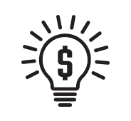 energy saving tips lightbulb with dollar sign button icon