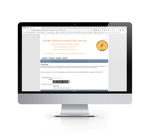 Gricua Payment portal on an Imac screen