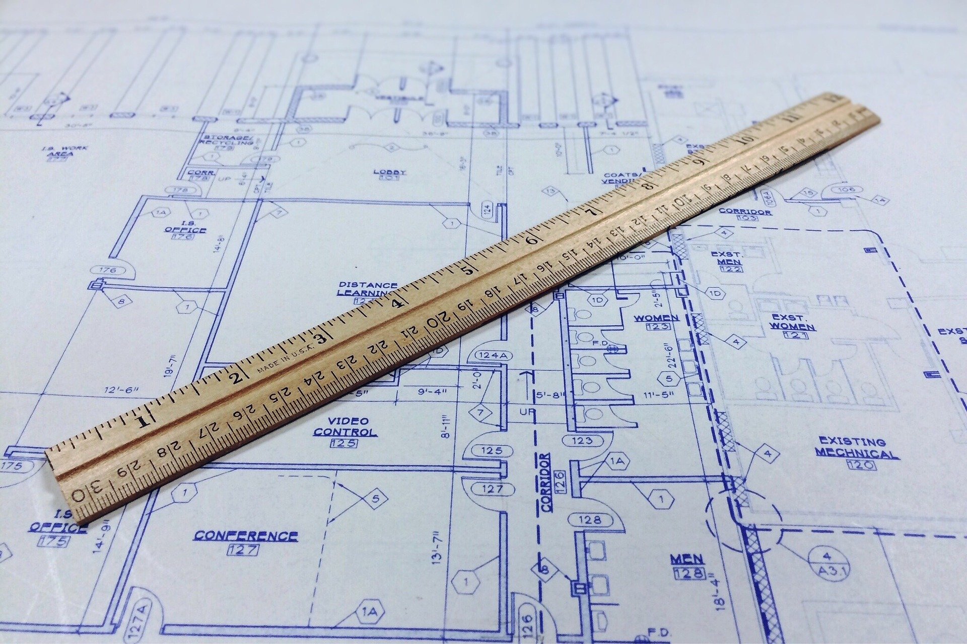 blueprint with ruler