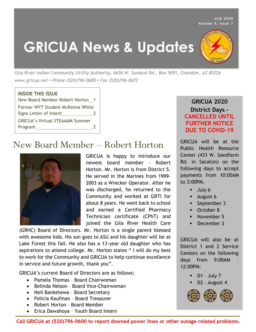 GRICUA newsletter july 2020