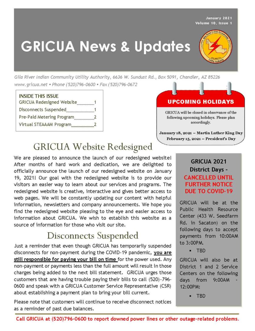 January 2021 Newsletter Page 1