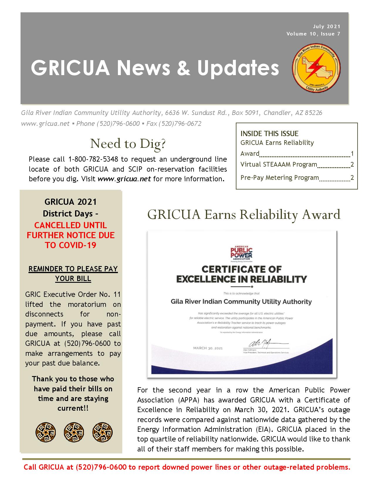 July 2021 newsletter page 1