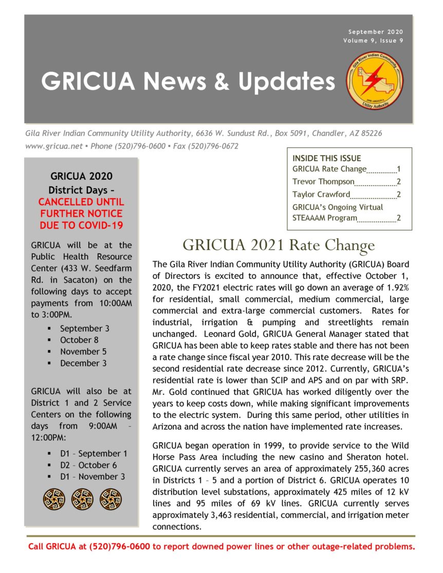 GRICUA newsletter September 2020