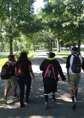 group exploring Arlington National Cemetery