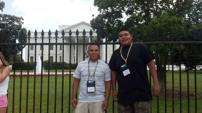 Posing in front of the White House